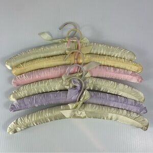 Vintage Pastel Satin Padded Lingerie Boudoir Clothes 15” Hangers Set of 6